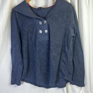 Tommy Hilfiger Women’s Hooded Paisley Waffle Knit Henley Pullover XL CUTE EUC